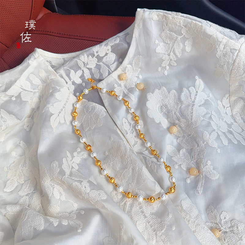 沙金精致爆闪珠项链女轻奢气质百搭高级感项链小众个性设计感