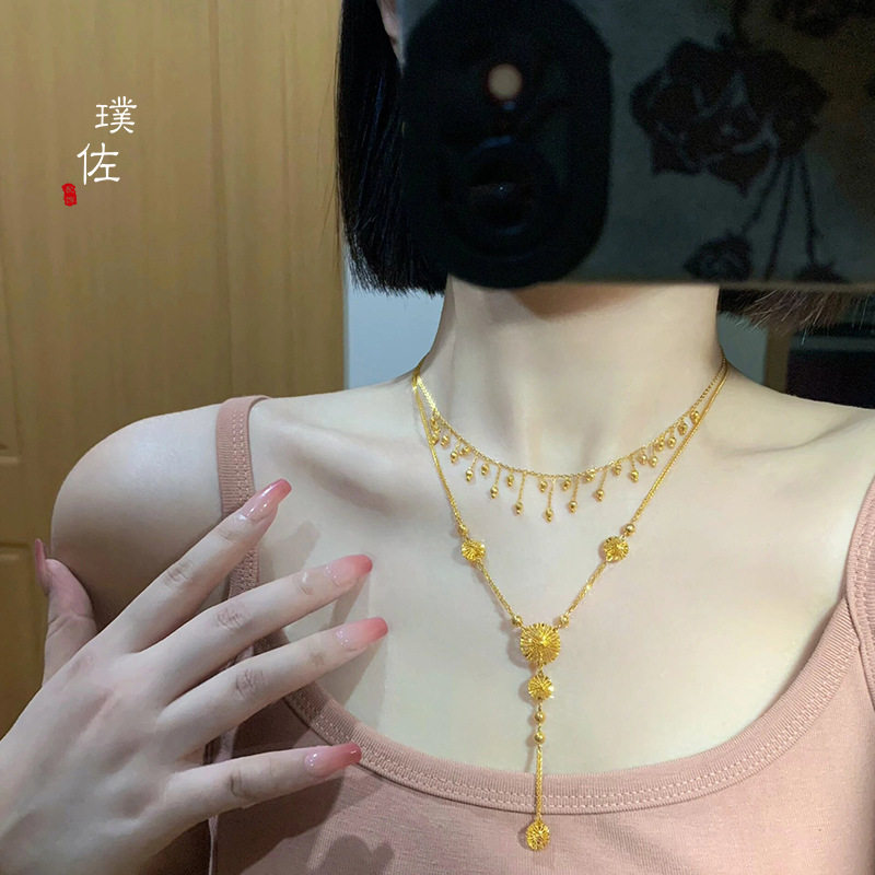 越南沙金一往情深项链个性锁骨女士套链时尚款高级感轻奢风送礼物