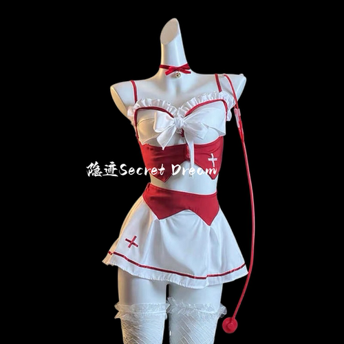 隐迹纯欲风cos护士制服性感辣妹系带蝴蝶结角色扮演套装qqny女