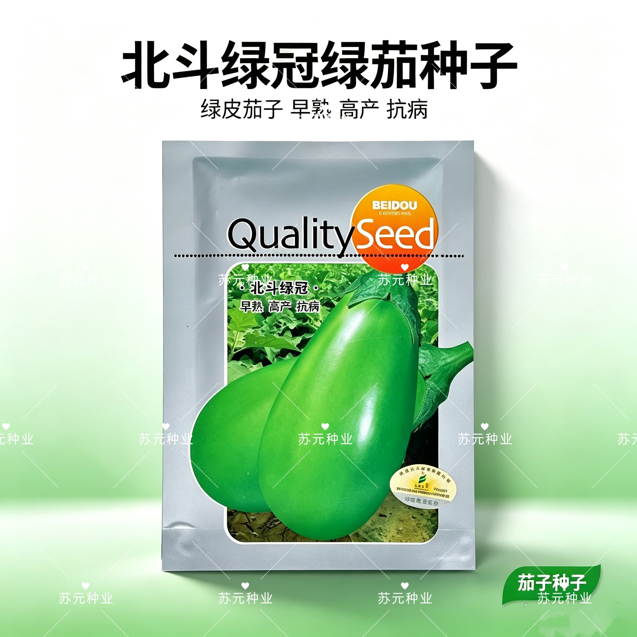 天星北斗绿冠茄子种子油绿光亮圆茄种籽早熟大果茄子抗病强春秋