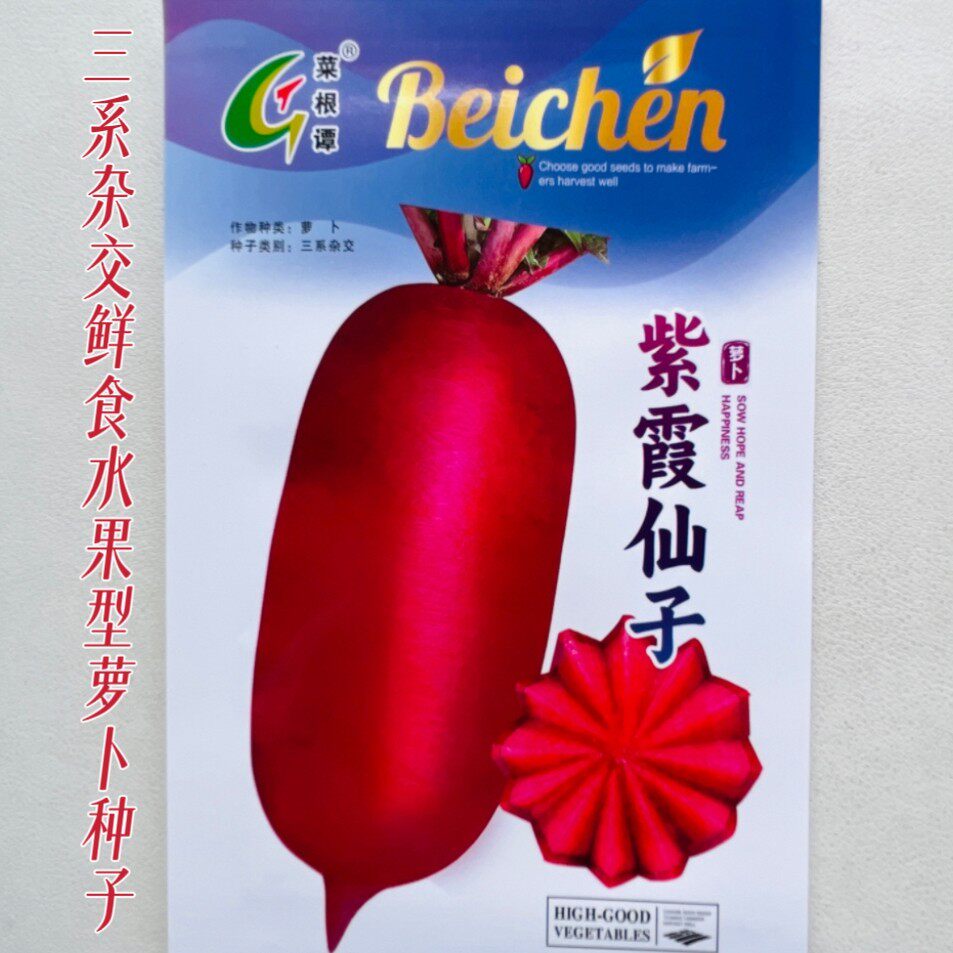 紫红萝卜种子三系杂交高档鲜食水果型萝卜种籽农家菜园秋播罗卜籽