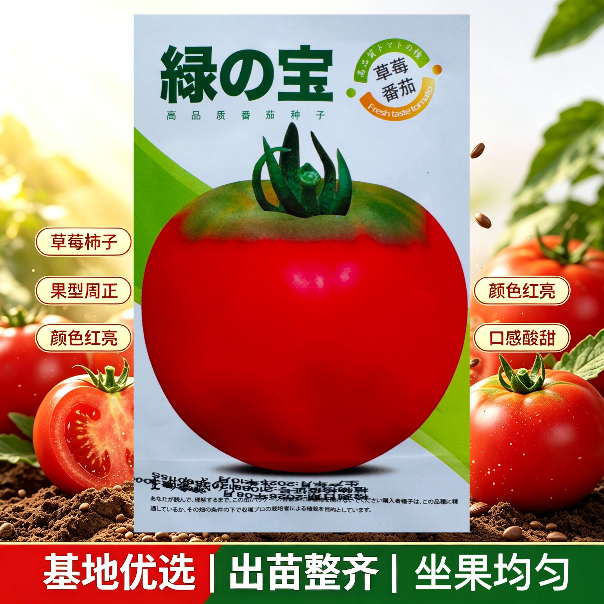 绿宝草莓番茄种子早熟无限生长深粉红高圆型绿肩西红柿种籽春秋播