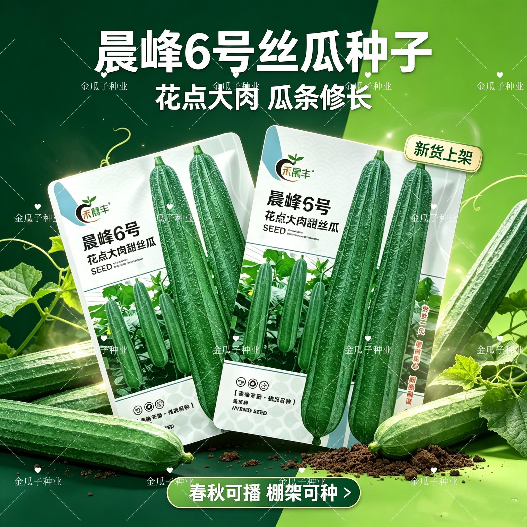 海南晨峰6号花点大肉甜丝瓜种子花点棱角丝瓜肉厚实心脆甜产量高