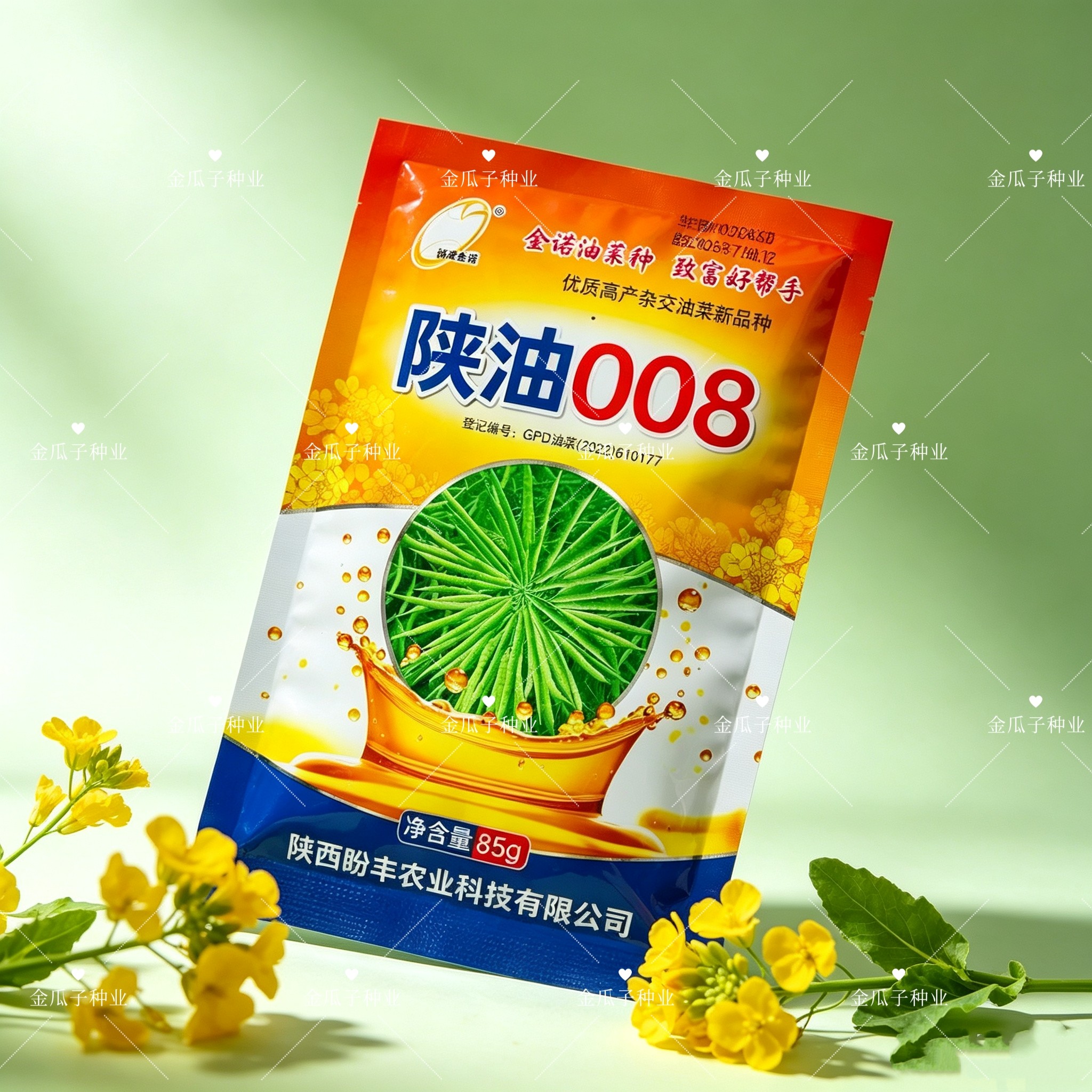 陕油008甘蓝三系杂交高产油菜种子抗倒伏抗裂荚非转基因油菜种子