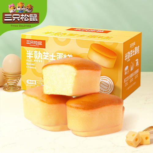 【三只松鼠半熟芝士蛋糕400g】芝士原味面包营养早餐下午茶