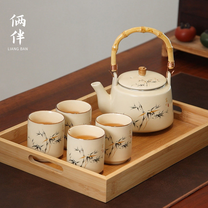 汝窑功夫茶具套组家用2025新款高档陶瓷茶壶办公室泡茶壶喝茶杯子