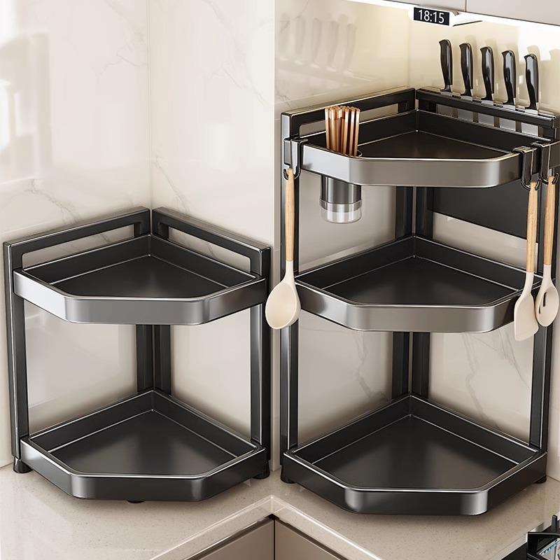 加厚厨房置物架台面转角多功能三角调料品架子墙角落调味罐收纳架