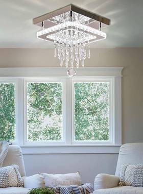 轻奢水晶吸顶灯现代走廊过道灯简约创意圆形阳台门厅灯饰灯具