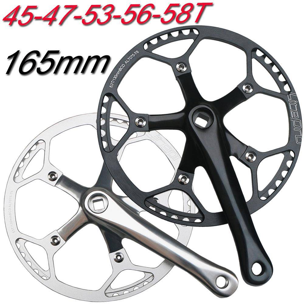 公路车曲柄130BCD折叠车LP牙盘44T齿165mm铝合金短柄改装单盘双盘