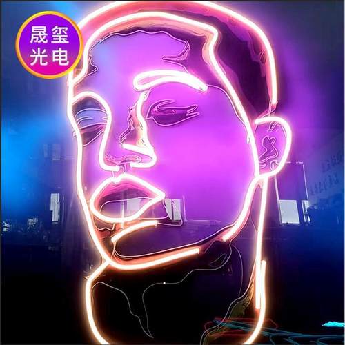 人物头像虚拟图像闪光霓虹灯墙壁头像装饰霓虹灯儿童房间艺术收藏