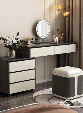 马鞍皮梳妆台卧室简约现代一体斗柜收纳柜主卧化妆柜小户型化妆桌