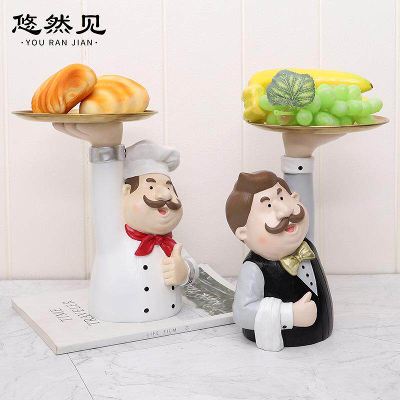 欧式仿真服务员创意树脂杂物收纳家居装饰品桌面摆件餐厅客厅果盘