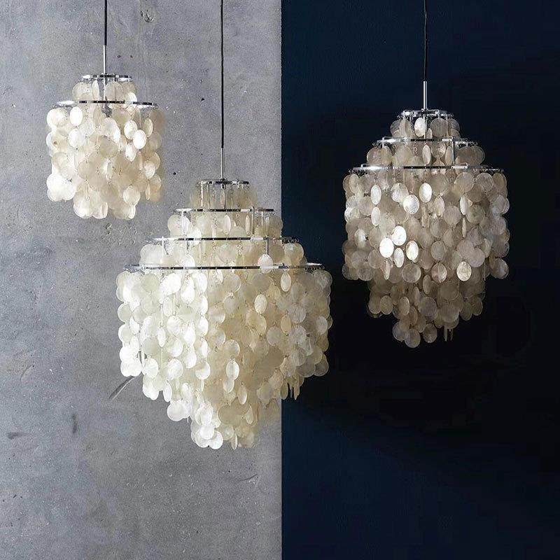 意大利 verpan客厅奶油复古北欧风铃餐厅高级感轻奢珍珠贝壳吊灯