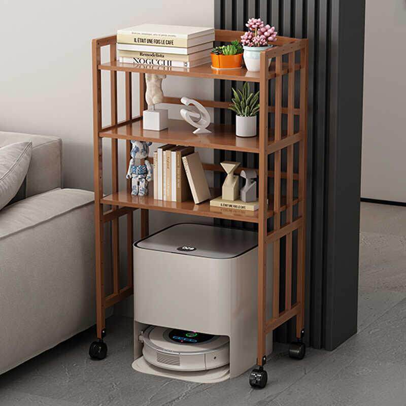 扫地机器人置物架基站拖地机高脚收纳架猫砂盆上方架子带轮子边几