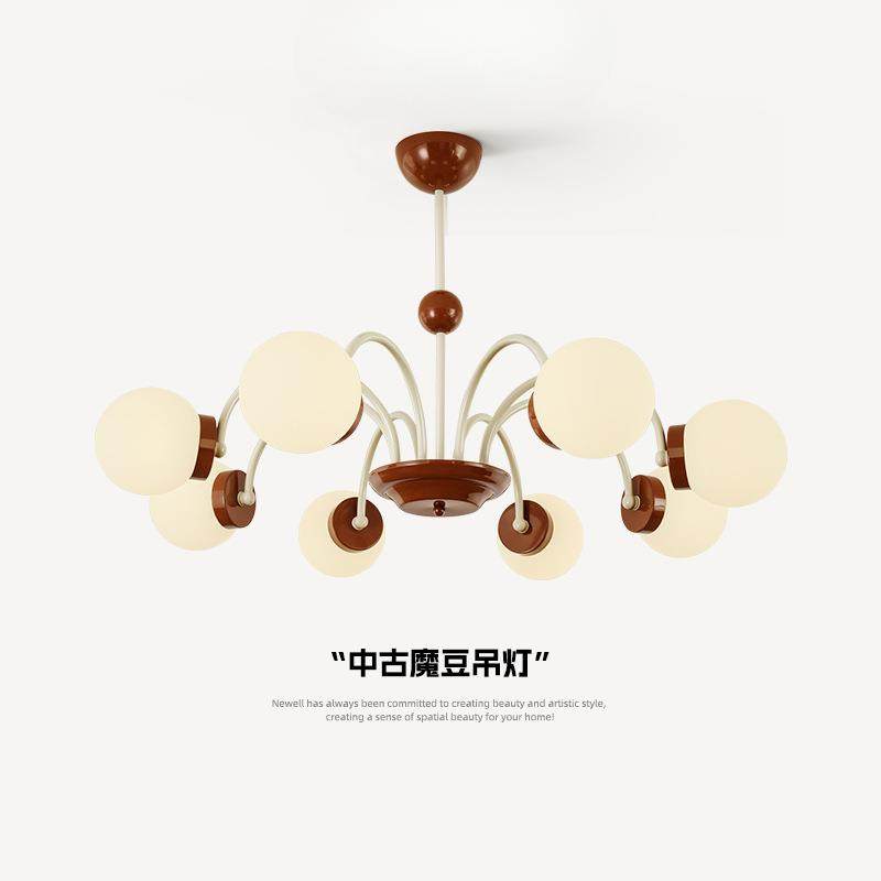 法式中古风客厅吊灯魔豆圆球餐厅灯奶油复古护眼主卧室书房吊灯