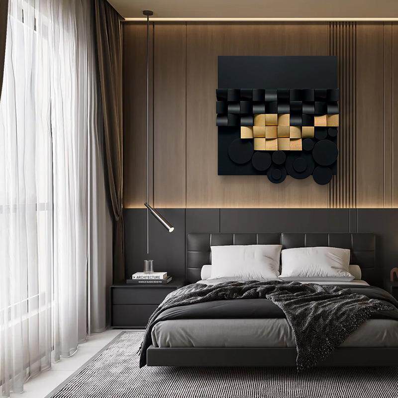 轻奢高级感现代简约装饰画客厅挂画抽象艺术餐厅餐边柜意式极简黑