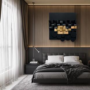 轻奢高级感现代简约装饰画客厅挂画抽象艺术餐厅餐边柜意式极简黑