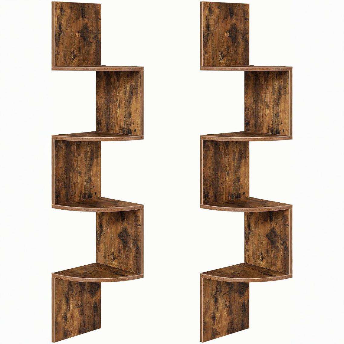 复古风实木多层壁挂置物架 卧室客厅墙壁挂搁板转角架 书本收纳架