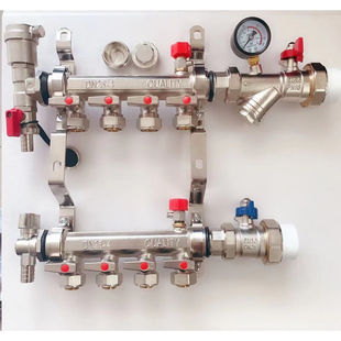 一体锻压分集水器1寸主管20地暖管通用款 2路 1寸地暖分水器家装