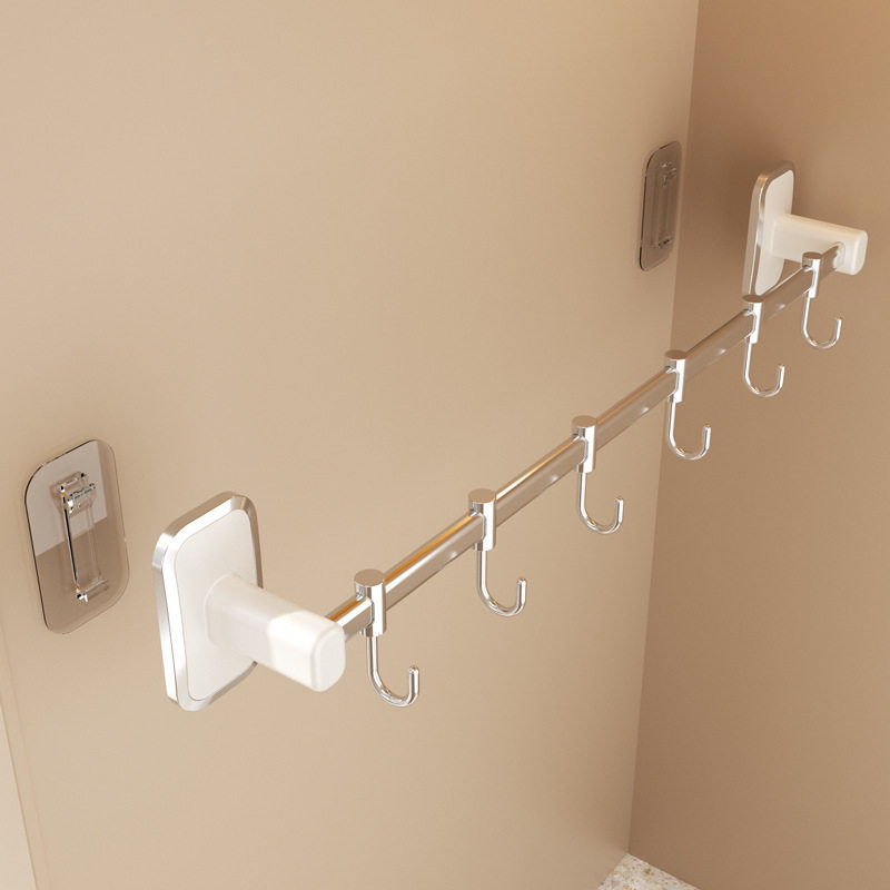 厨房挂钩免打孔不锈钢壁挂式墙上厨具收纳置物架活动挂件吸盘排钩