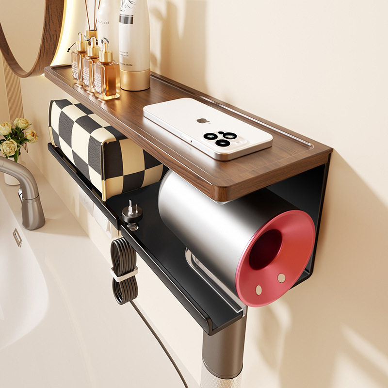胡桃木吹风机置物架卫生间浴室洗脸巾一体洗漱台免打孔手纸盒支架,家庭/个人清洁工具,吹风机置物架,淘宝优惠券,粉丝福利购,淘宝优惠卷
