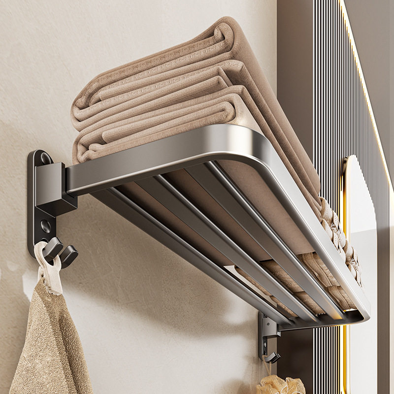 卫生间毛巾架免打孔枪灰置物架壁挂式浴巾架浴室洗手间厕所收纳架,家装主材,卫浴五金组合套装/挂件套餐,淘宝优惠券,粉丝福利购,淘宝优惠卷