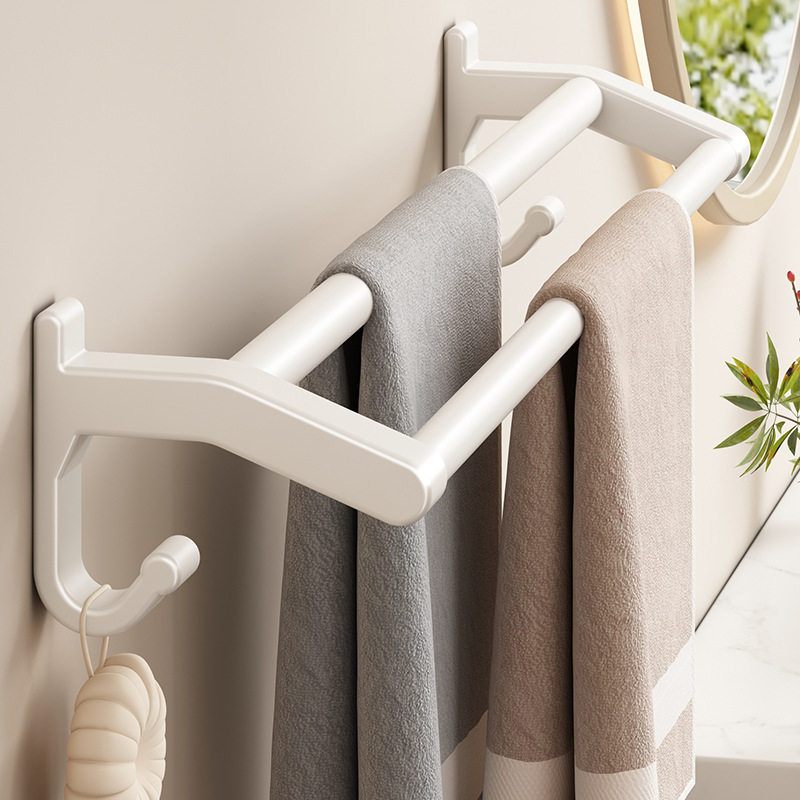毛巾架子卫生间免打孔壁挂置物架浴室单杆厕所收纳挂架双杆太空铝