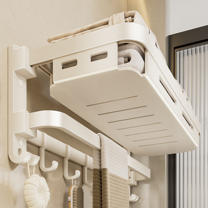 毛巾架卫生间免打孔浴巾架一体挂架套件厕所洗澡浴室架子置物奶白,家装主材,卫浴五金组合套装/挂件套餐,淘宝优惠券,粉丝福利购,淘宝优惠卷