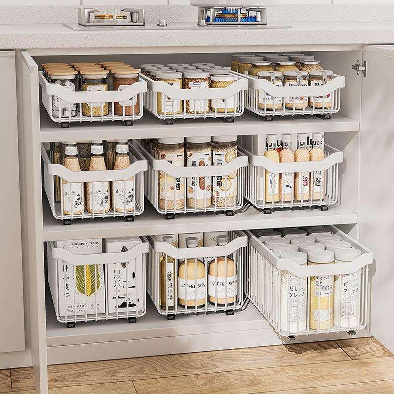 厨房下水槽置物架橱柜内置碗篮拉篮储物架放调料杂物抽拉式收纳筐