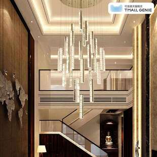 卡伯森客厅大吊灯复式楼别墅楼梯灯水晶长吊灯创意跃层楼轻奢吊灯