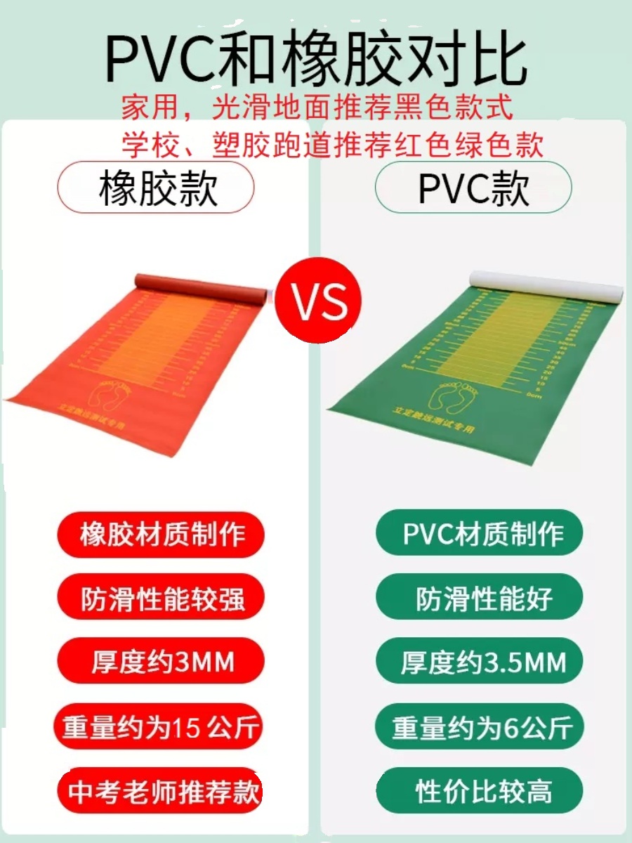 立定跳远测试专用垫防滑跳远测试垫家用学生中考体育专用跳远垫