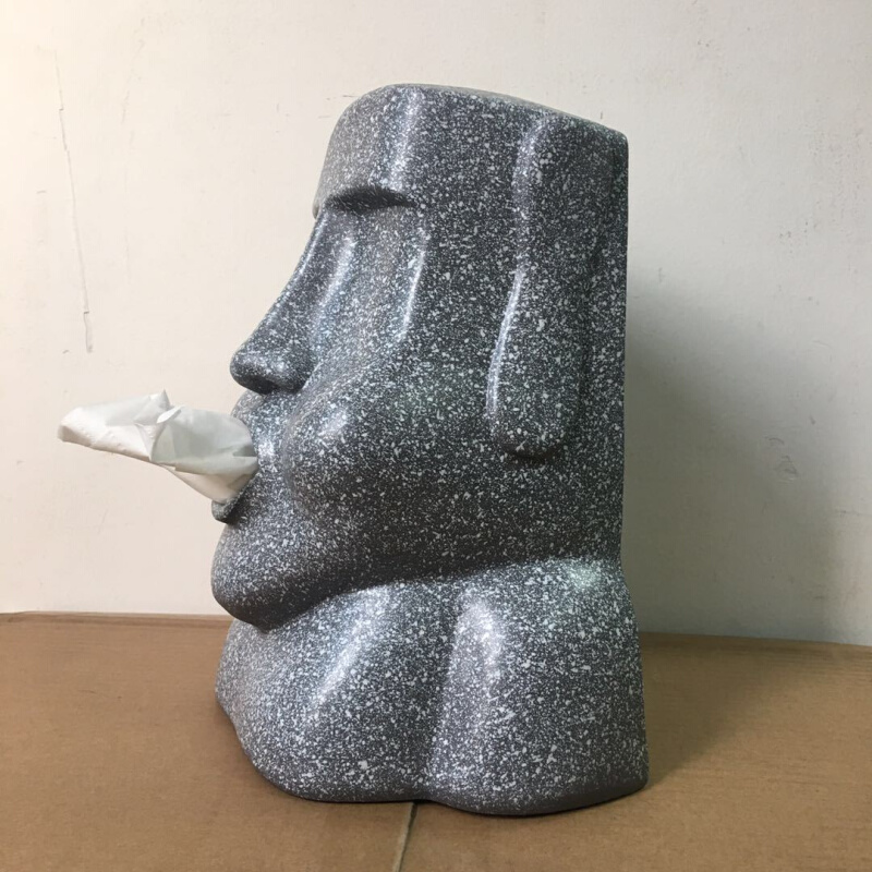 新款创意复活岛石人像纸巾抽moai石头人立体纸巾盒摩艾人脸造型纸