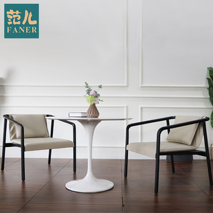 北欧风设计师奥斯陆休闲椅实木现代简约沙发椅样品房创意桌椅整套