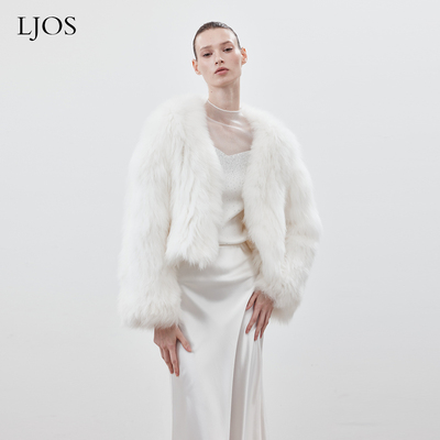 【徐梦洁同款】 LJOS北欧雪山白狐狸毛皮草外套短款上衣高级感