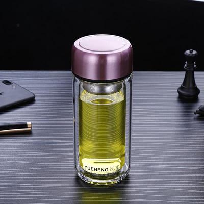 精品商务高硼硅双层玻璃杯隔热小巧便携带滤网女可爱小容量200ml