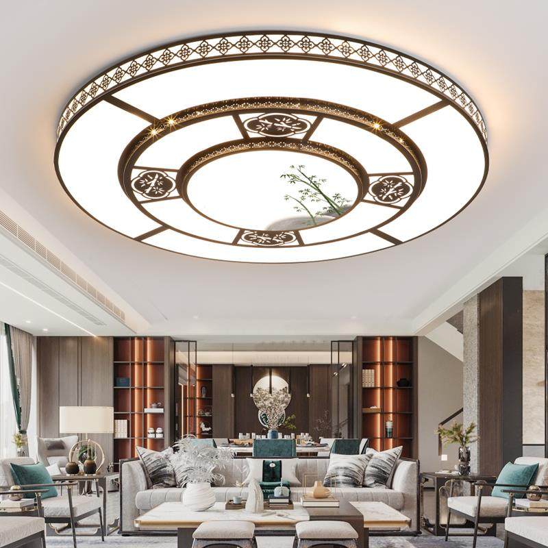 客厅灯2025年新款现代简约大气智能中式大圆灯黑色1.5米LED吸顶灯