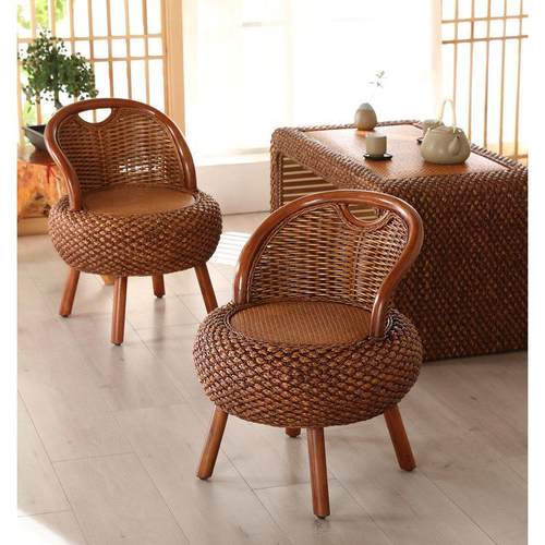 家用阳台藤椅单人靠背椅编织三件套懒人藤椅现代简约藤编小椅子