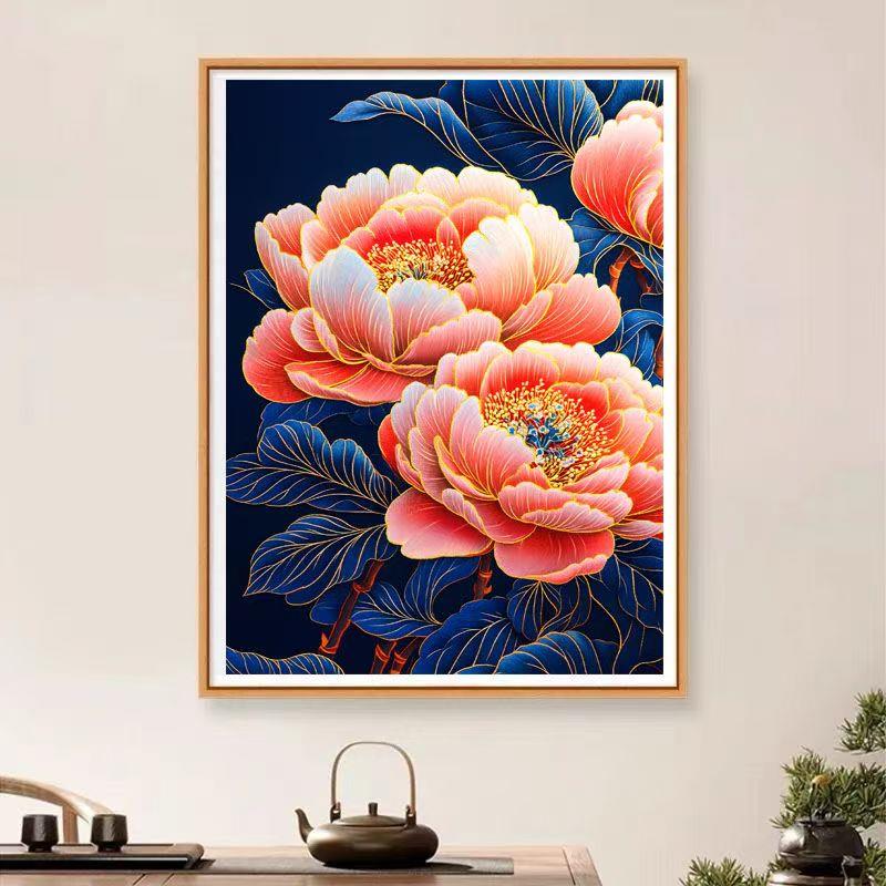 珠绣十字绣全珠子绣花开富贵牡丹花新款客厅新款彩珠绣串珠绣满绣