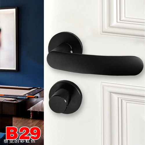 美式黑色门锁静音分体锁室内房门锁卧室家用卫生间门锁实木门把手