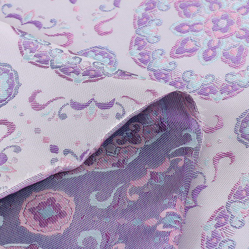 宋锦香云纱印花面料 秋冬连衣裙外套E棉服布料 几何人丝印花布零