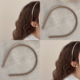 英伦复古 高颅顶发捆洗脸压发头箍不勒头细边 皮质细杆发箍女