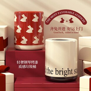 家用卡通垃圾桶创意现代轻奢客厅宿舍卧室卫生间可爱X厕所双层纸