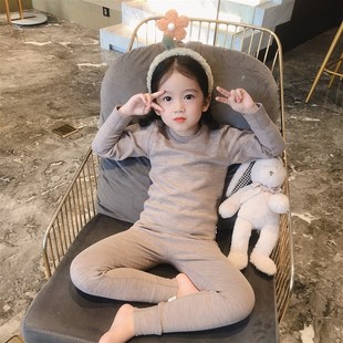 韩国儿童秋冬保暖德绒内衣套装 女童无骨 男孩恒温发热无痕衬衣衬裤