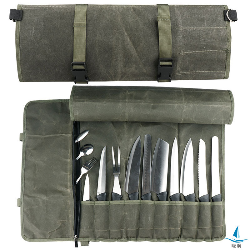 油蜡帆布厨师包折叠便携大容量防刮厨具收纳包厨房刀具主厨工具包
