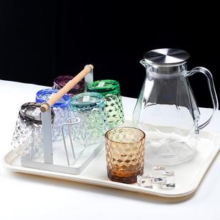 耐摔带托盘高颜值PC彩色耐高温水杯大容量家用冷水壶 家用水杯套装