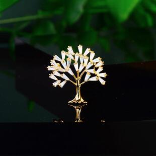 富贵发财树防走光小胸针时尚 新款 简约创意小别针固定衣服胸花女