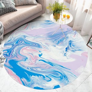 女孩圆形地毯儿童房阅读区休闲区写字桌读书角地垫布置板垫子