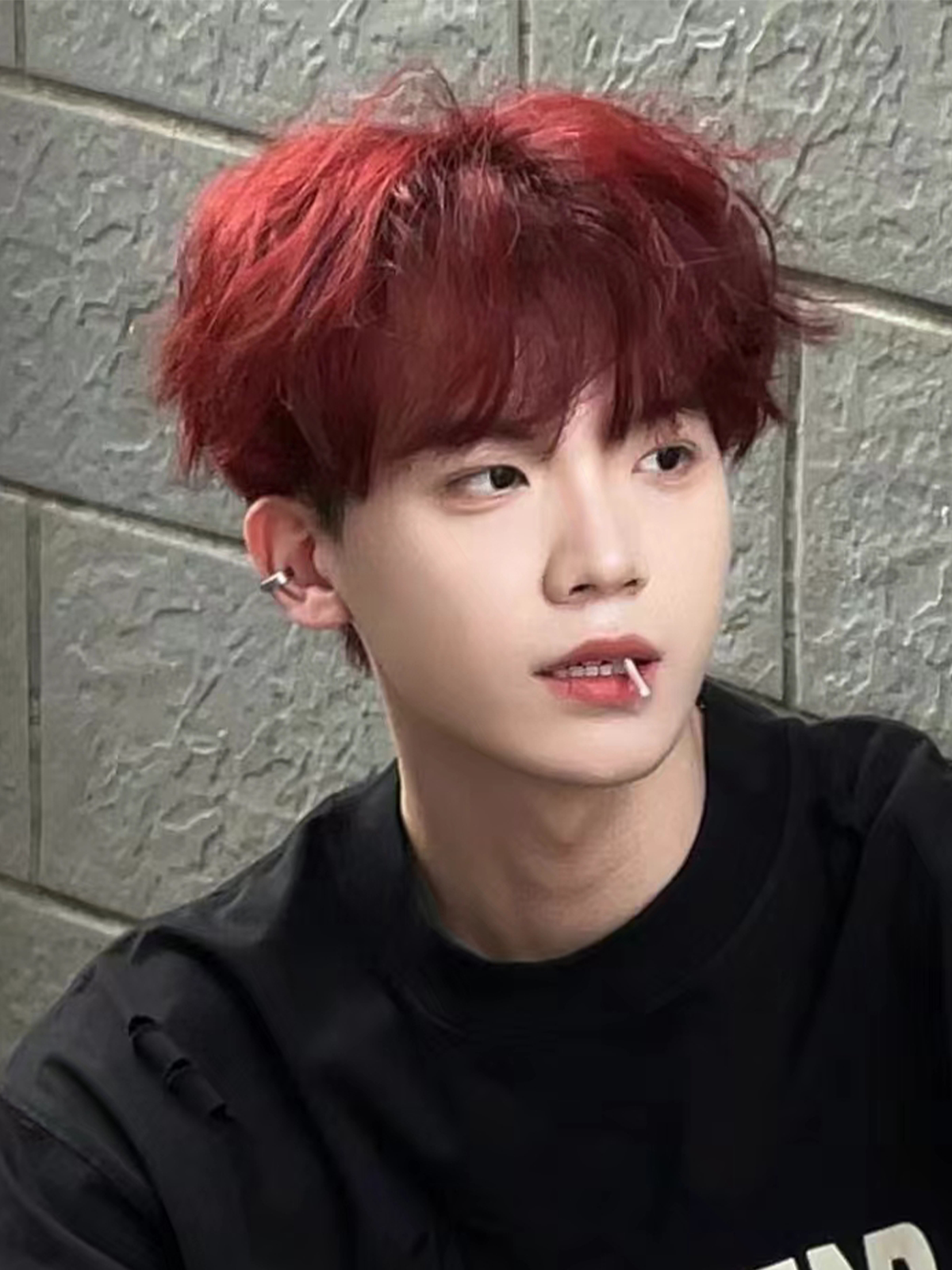 新品发假男少年酒感短发红感色原创潮流帅气碎盖头少年发型日常全