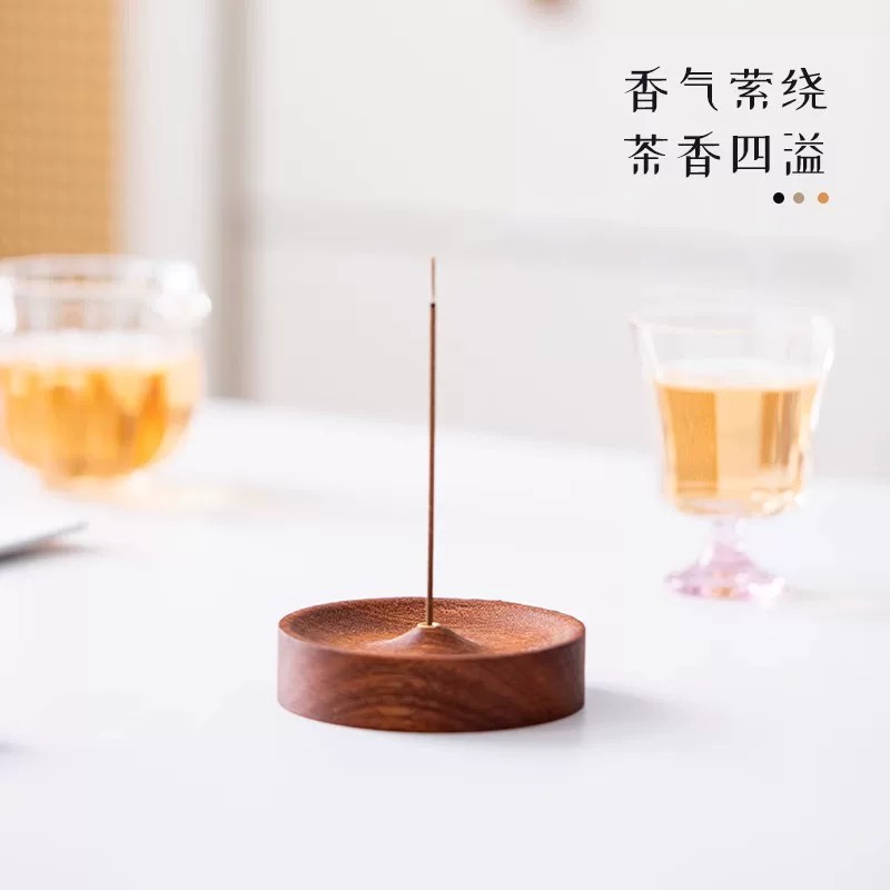 乌檀木实木线香插便携茶桌装饰