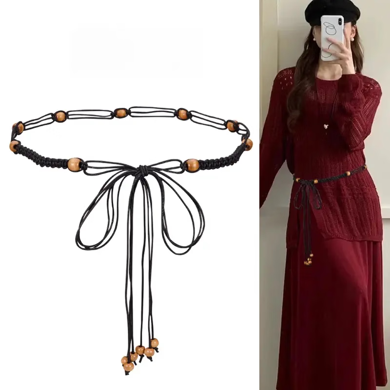 腰带配饰女细波西米亚民族风复古高级感编织流苏配裙子腰链腰绳夏